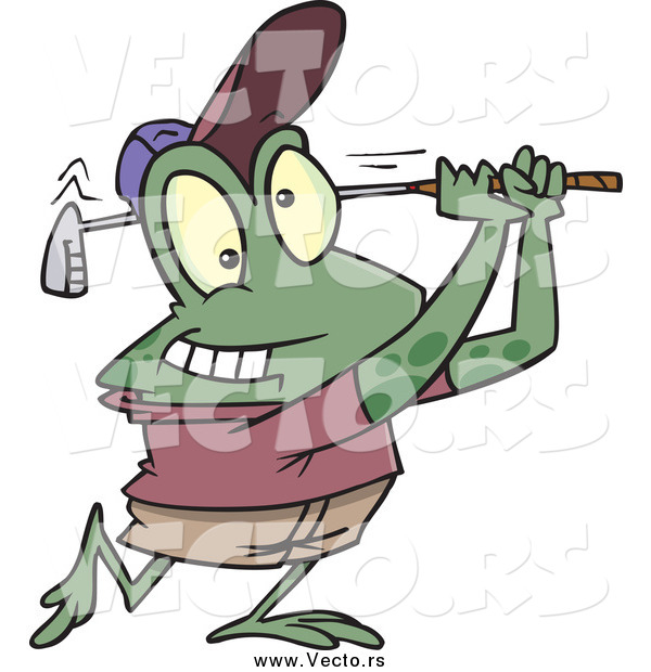 Vector of a Cartoon Frog Golfer