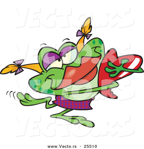 Vector of a Cartoon Frog Hugging a Big Love Heart