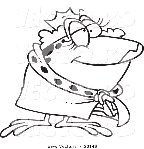 Vector of a Cartoon Frog Queen - Outlined Coloring Page