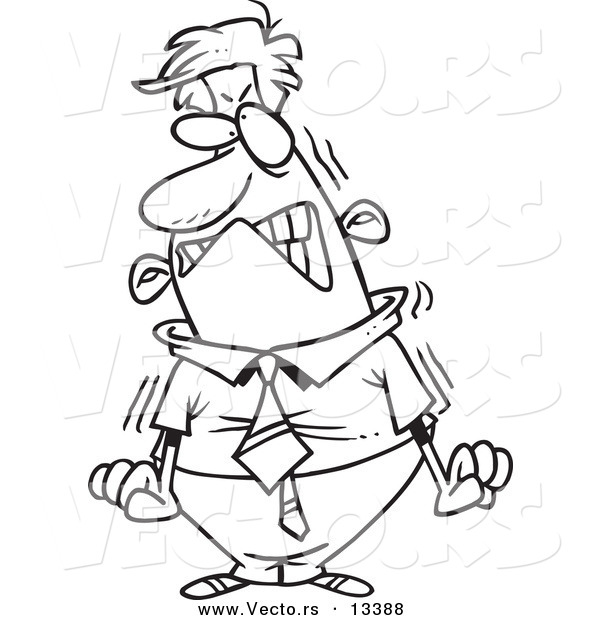 Vector of a Cartoon Furious Businessman About to Blow - Coloring Page Outline
