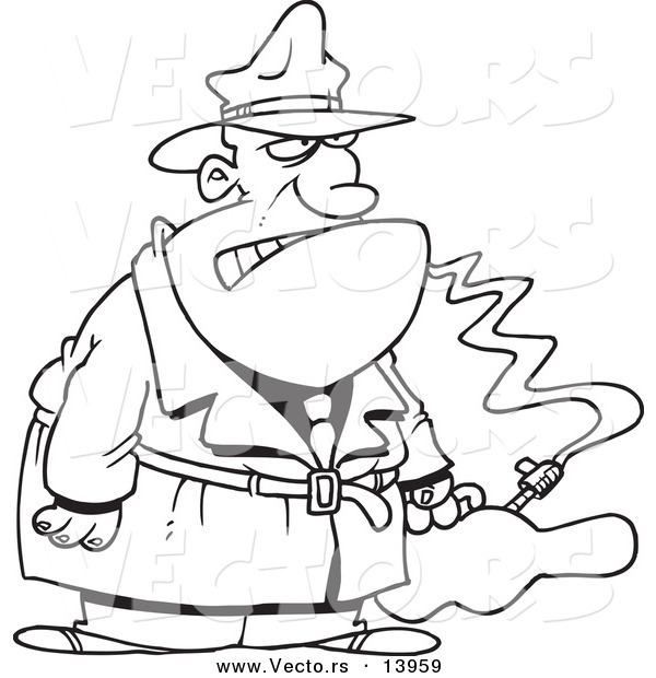 Vector of a Cartoon Gangster with a Gun in a Violin Case - Coloring Page Outline