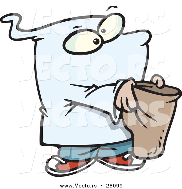 Vector of a Cartoon Ghost Kid Trick-or-Treating on Halloween