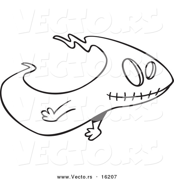 Vector of a Cartoon Ghost with a Stitched Mouth - Outlined Coloring Page Drawing