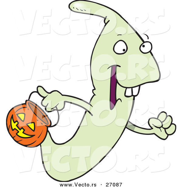 Vector of a Cartoon Ghoul Trick-or-Treating on Halloween