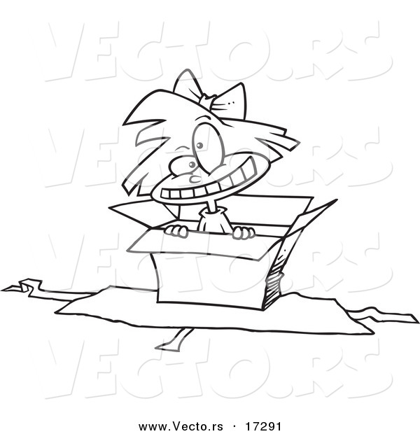 Vector of a Cartoon Gift Box - Coloring Page Outline