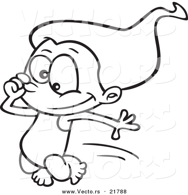 Vector of a Cartoon Girl Plunging into a Swimming Pool - Outlined Coloring Page
