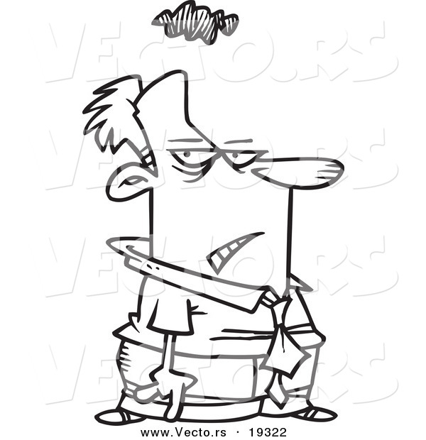 Vector of a Cartoon Gloomy Businessman - Outlined Coloring Page