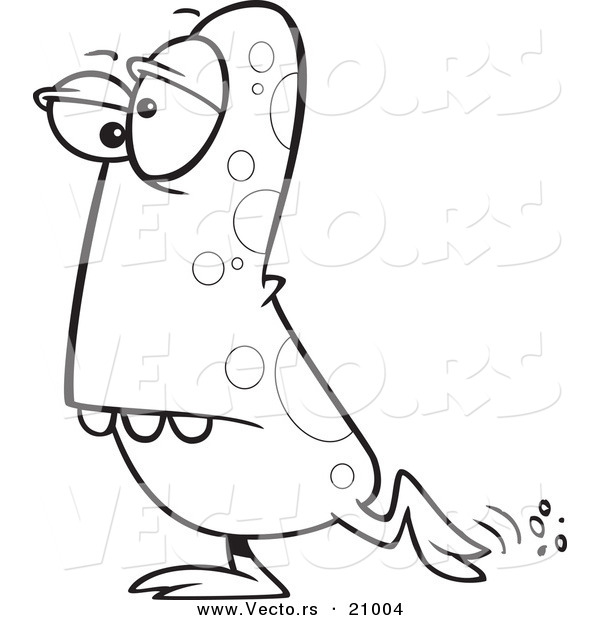 Vector of a Cartoon Goofy Monster - Coloring Page Outline