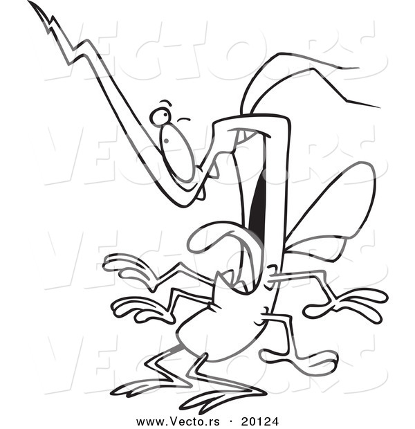 Vector of a Cartoon Goofy Mosquito - Outlined Coloring Page