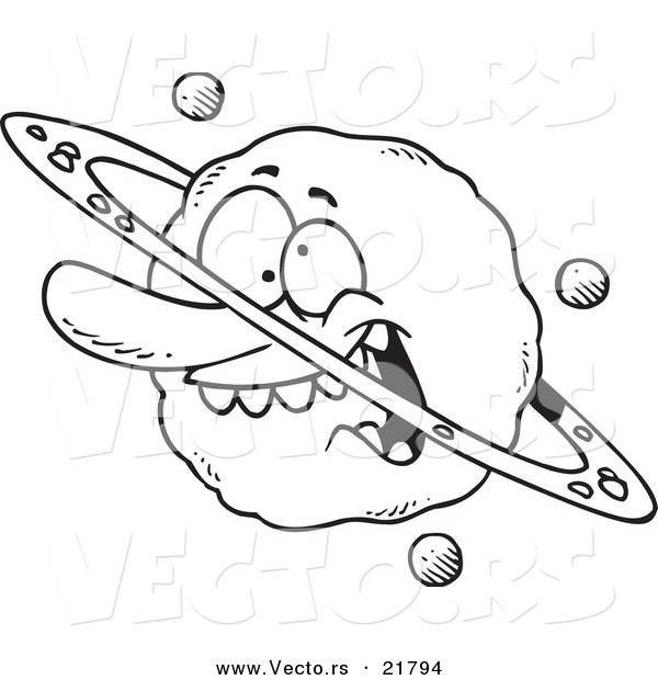 Vector of a Cartoon Goofy Planet - Outlined Coloring Page