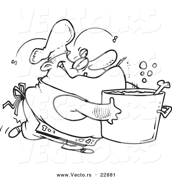 Vector of a Cartoon Gross Chef - Coloring Page Outline