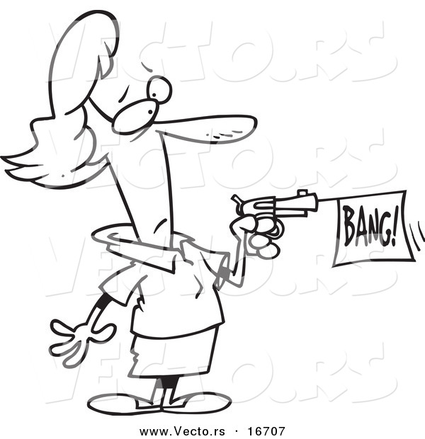 Vector of a Cartoon Gun - Outlined Coloring Page Drawing