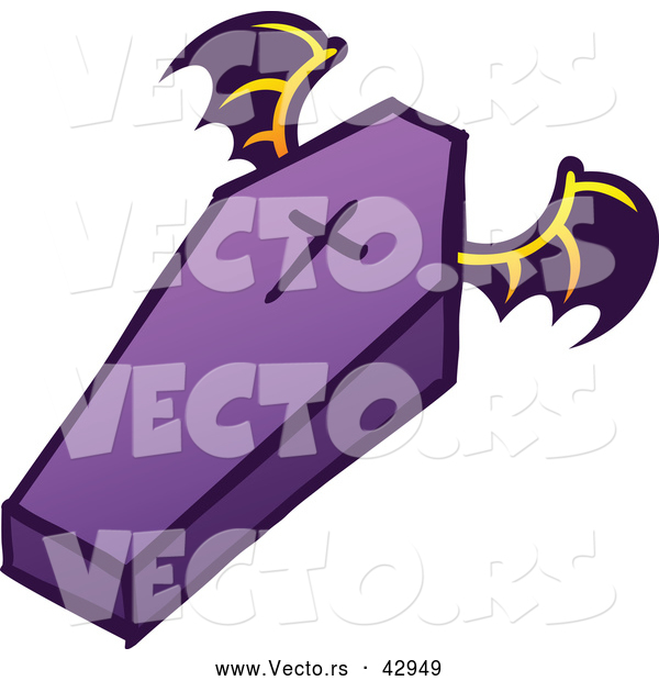 Vector of a Cartoon Halloween Vampire Coffin Flying Away