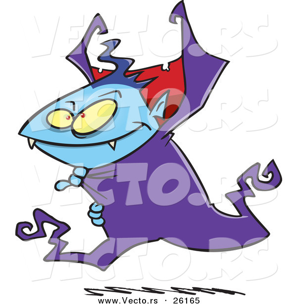 Vector of a Cartoon Halloween Vampire Running