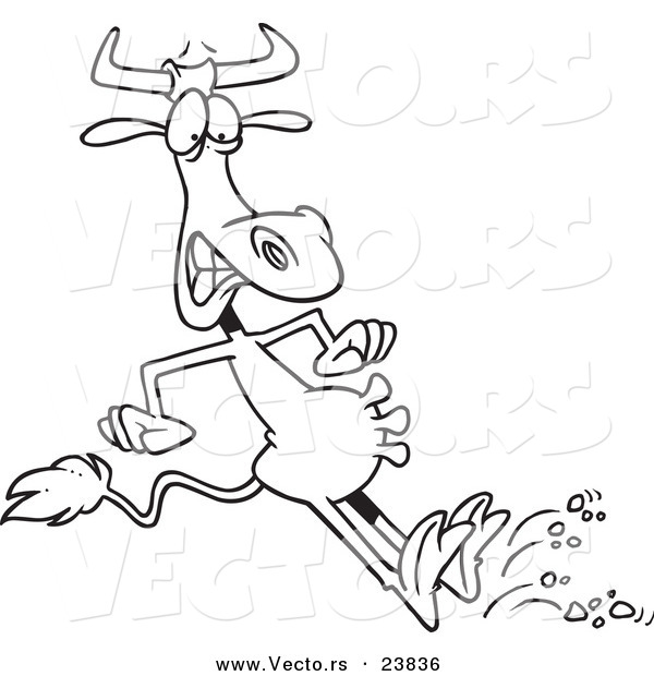 Vector of a Cartoon Halting Bull - Coloring Page Outline