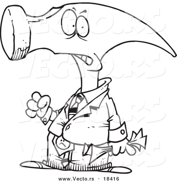 Vector of a Cartoon Hammerhead Businessman - Outlined Coloring Page