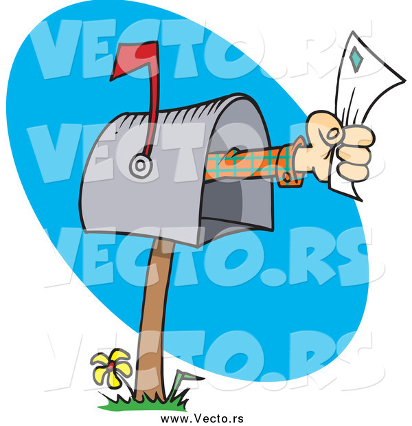 Vector of a Cartoon Hand Holding a Letter out from a Mailbox
