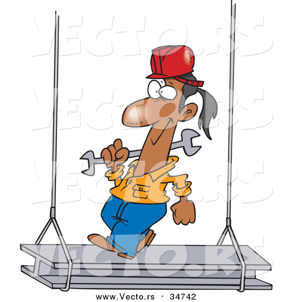 Vector of a Cartoon Happy Construction Steel Walker