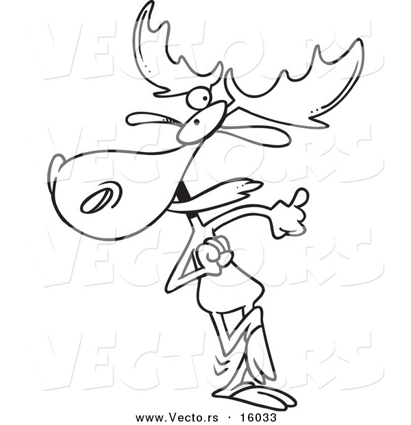 Vector of a Cartoon Happy Dancing Moose - Outlined Coloring Page Drawing