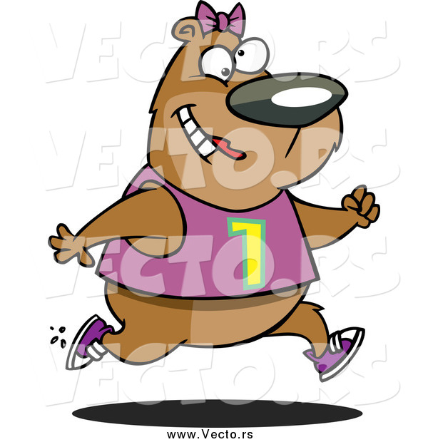Vector of a Cartoon Happy Female Bear Jogging