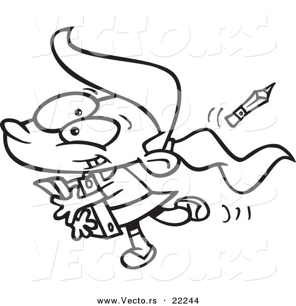 Vector of a Cartoon Happy School Girl - Outlined Coloring Page