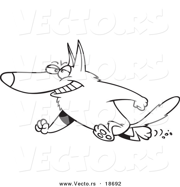 Vector of a Cartoon Hero German Shepherd - Outlined Coloring Page