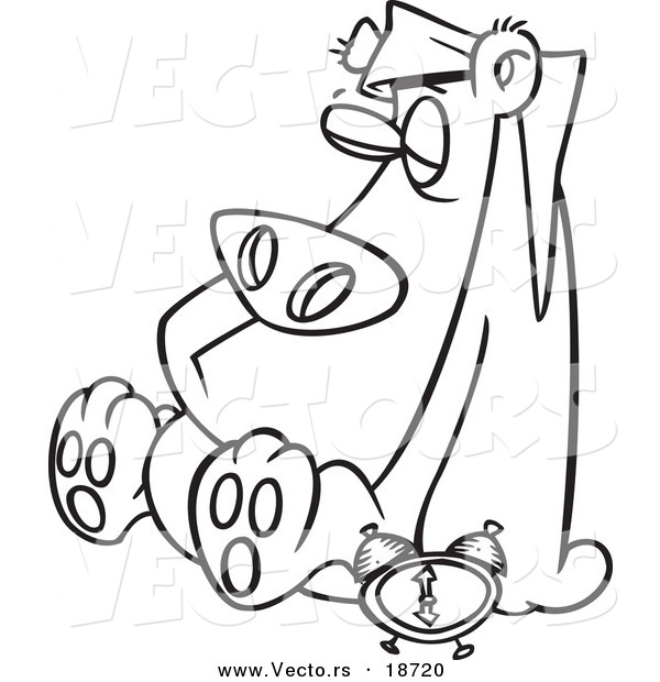 Vector of a Cartoon Hibernating Bear - Outlined Coloring Page