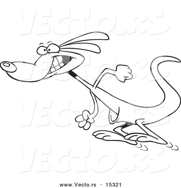 Vector of a Cartoon Hopping Kangaroo - Coloring Page Outline