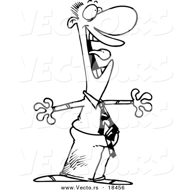 Vector of a Cartoon Hyper Businessman - Outlined Coloring Page