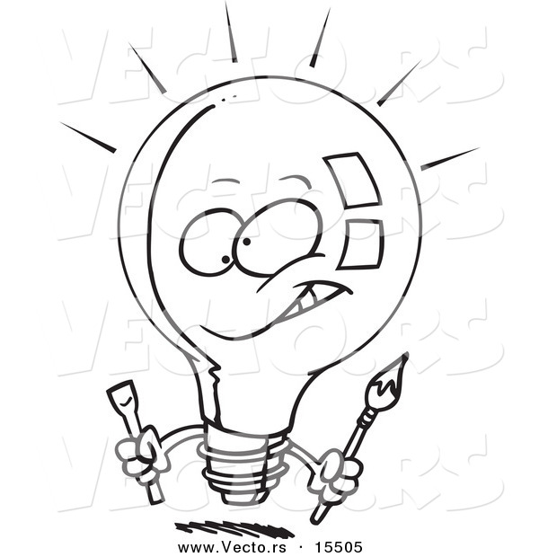 Vector of a Cartoon Innovative Light Bulb - Coloring Page Outline