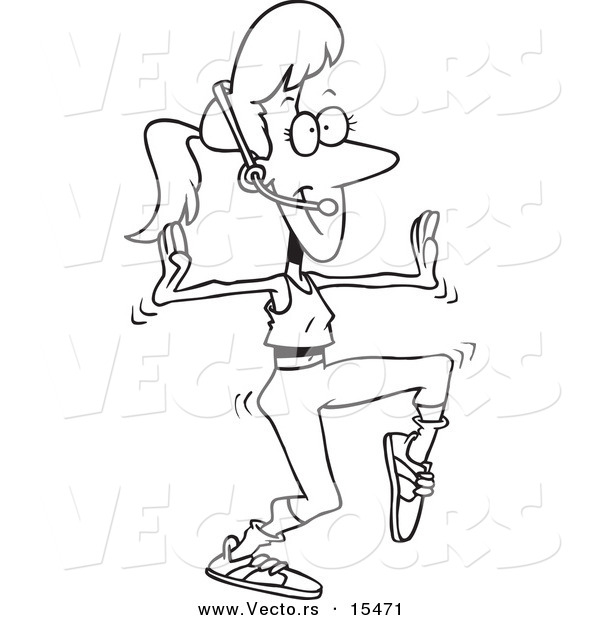 Vector of a Cartoon Jazzercise Instructor - Coloring Page Outline
