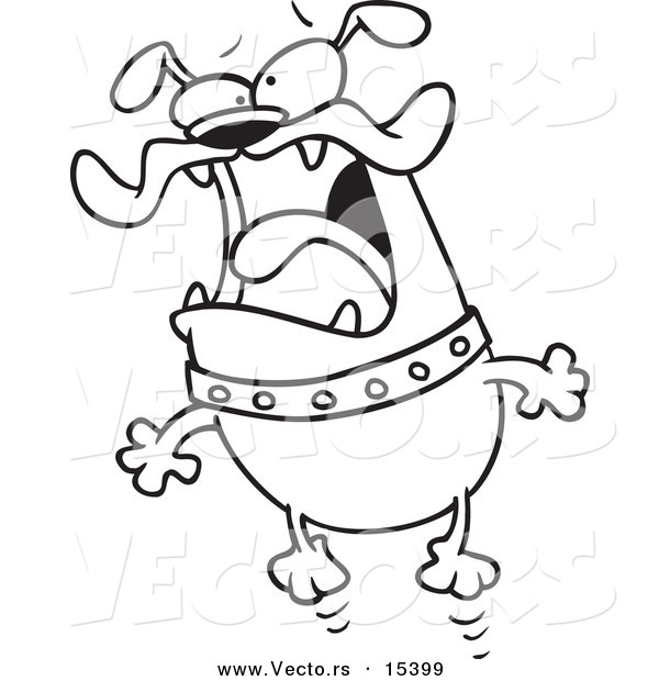 Vector of a Cartoon Jittery Bulldog Jumping - Coloring Page Outline