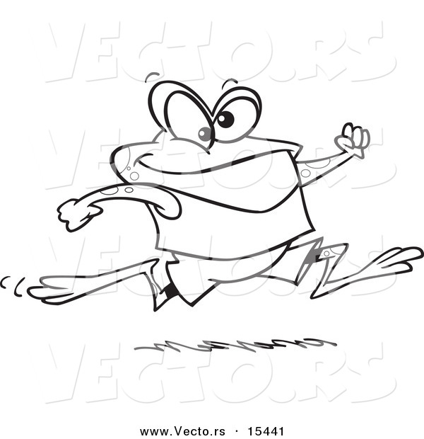 Vector of a Cartoon Jogging Frog - Coloring Page Outline