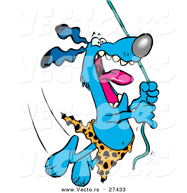 Vector of a Cartoon Jungle Dog Swinging on a Vine