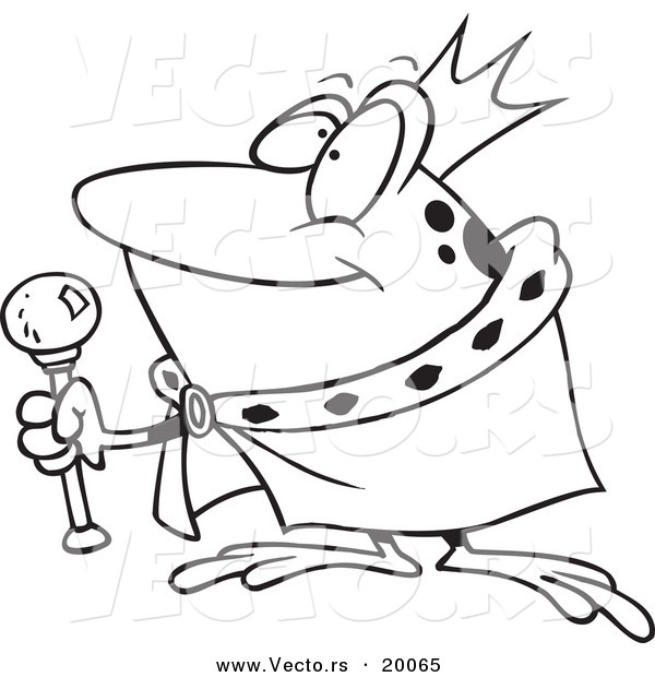 Vector of a Cartoon King Frog - Outlined Coloring Page