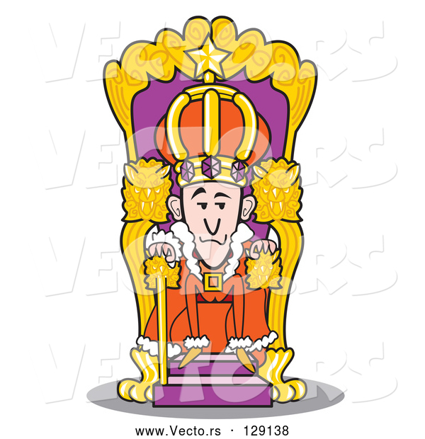 Vector of a Cartoon King Seated at His Throne