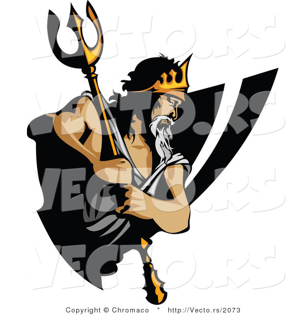 Vector of a Cartoon King Titan with Trident