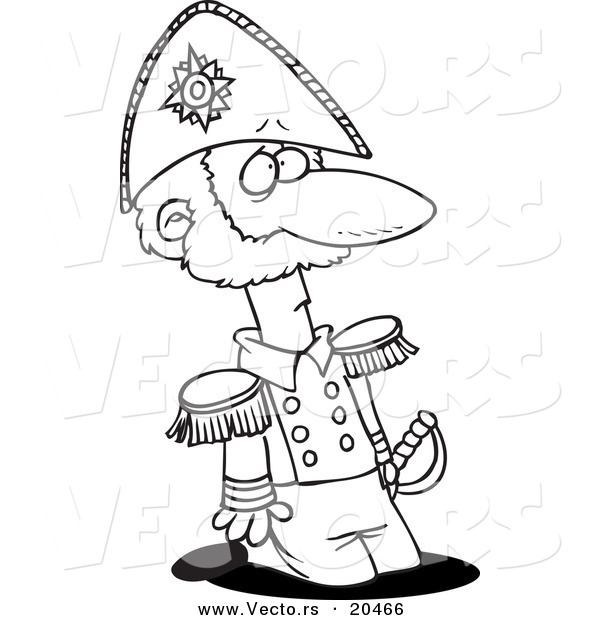 Vector of a Cartoon Kneeling Soldier - Coloring Page Outline