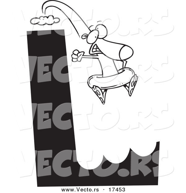 Vector of a Cartoon L Cliff with an Inner Tube - Coloring Page Outline