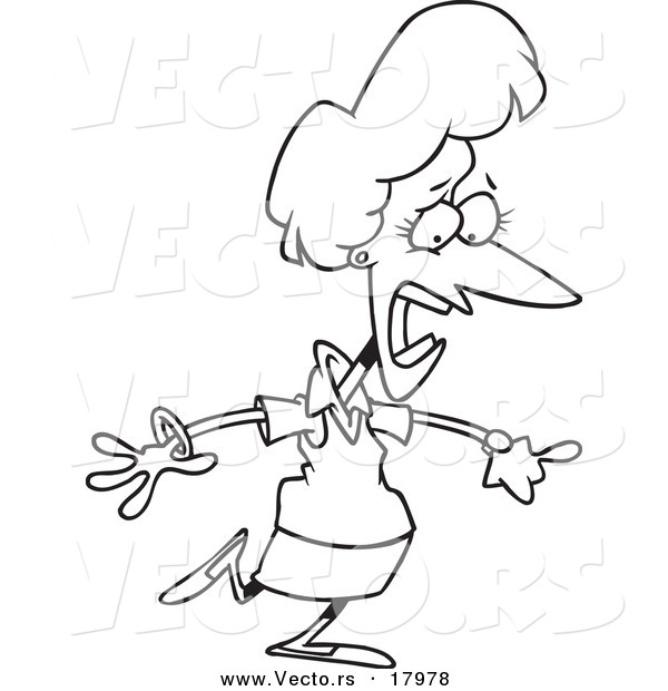 Vector of a Cartoon Late Businesswoman - Outlined Coloring Page