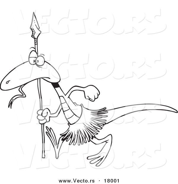 Vector of a Cartoon Lizard Guard - Outlined Coloring Page