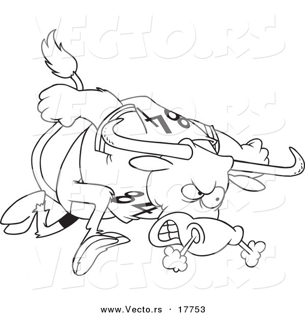 Vector of a Cartoon Longhorn Bull - Outlined Coloring Page