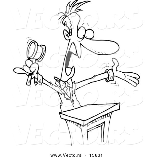 Vector of a Cartoon Loud Auctioneer - Coloring Page Outline