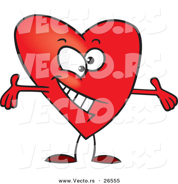 Vector of a Cartoon Love Heart Character with Open Arms