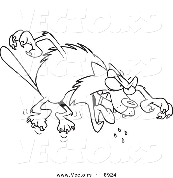 Vector of a Cartoon Mad Cat Attacking - Outlined Coloring Page