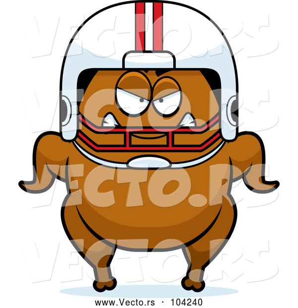 Vector of a Cartoon Mad Football Turkey Character