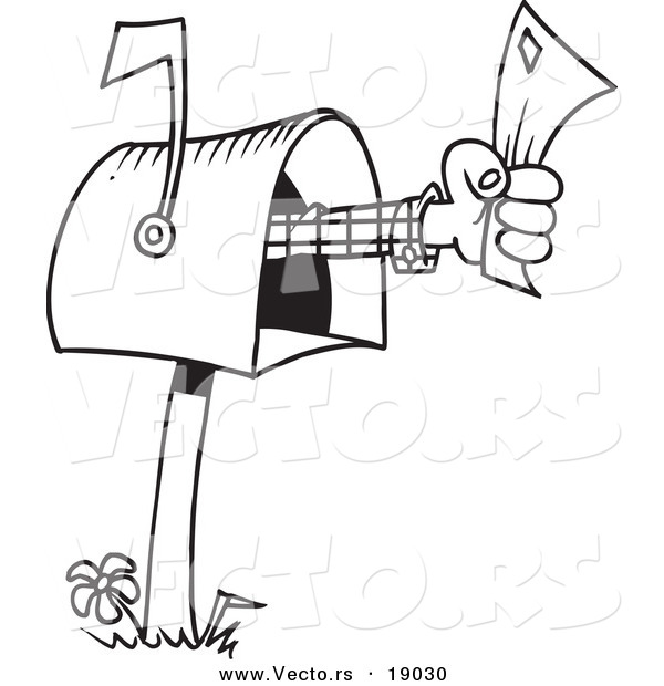 Vector of a Cartoon Mailbox - Outlined Coloring Page
