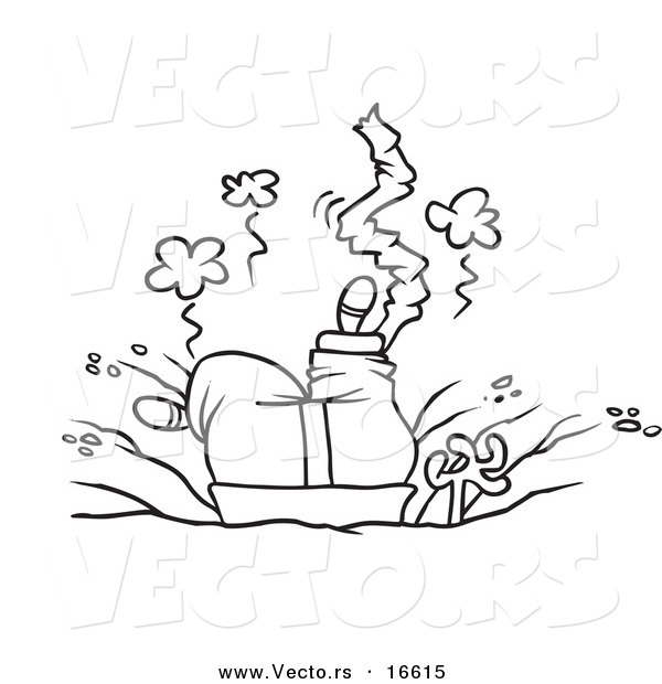 Vector of a Cartoon Man Crashing in a Bad Bungee Accident - Outlined Coloring Page Drawing