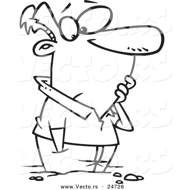 Vector of a Cartoon Man Grounded and Stuck in the Soil - Outlined Coloring Page