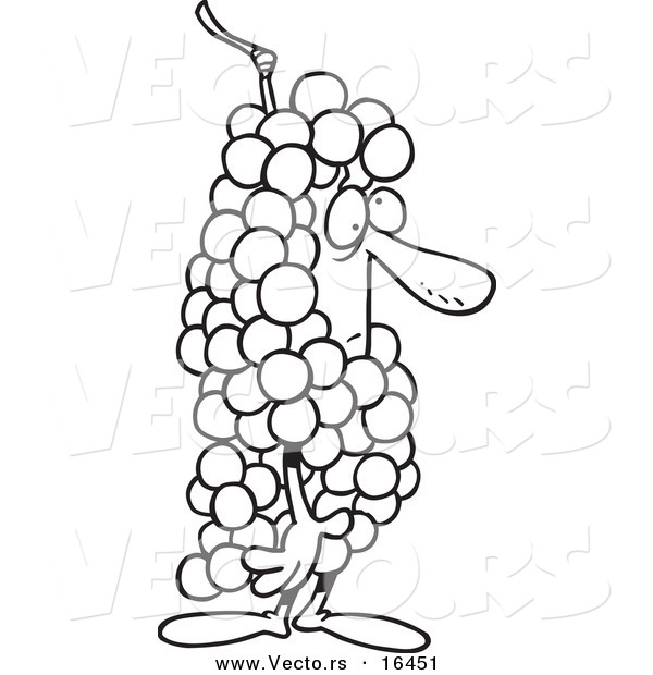 Vector of a Cartoon Man in a Grape Costume - Outlined Coloring Page Drawing